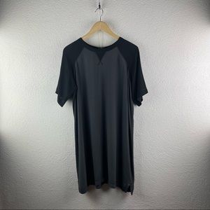 Madewell l S Viscose Charcoal Grey Black Contrast Raglan Sleeves Split Hem Dress